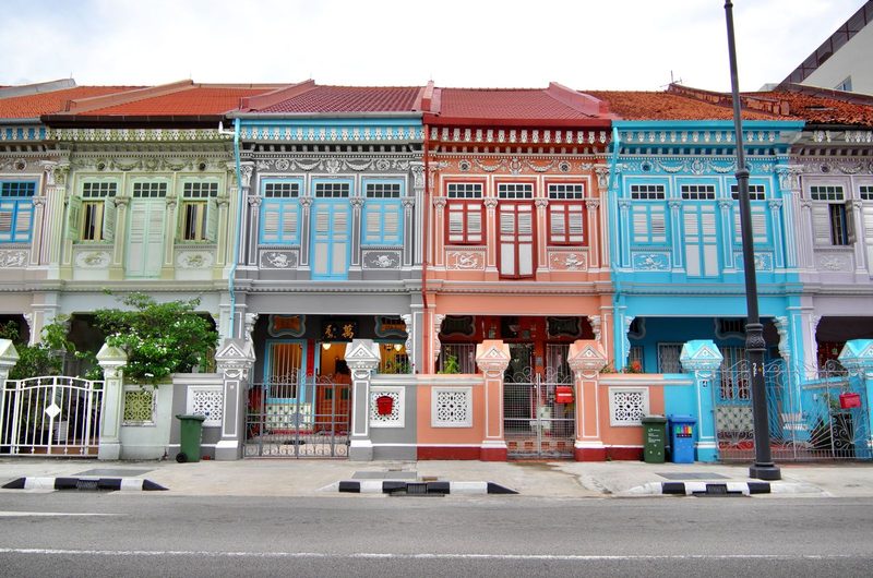 Vibrant Peranakan shophouses in the Joo Chiat district, a renowned Singaporean heritage spot.