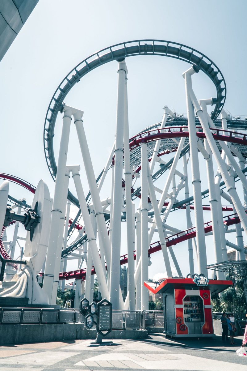 Experience the excitement of a thrilling roller coaster ride at Universal Studios in Singapore.