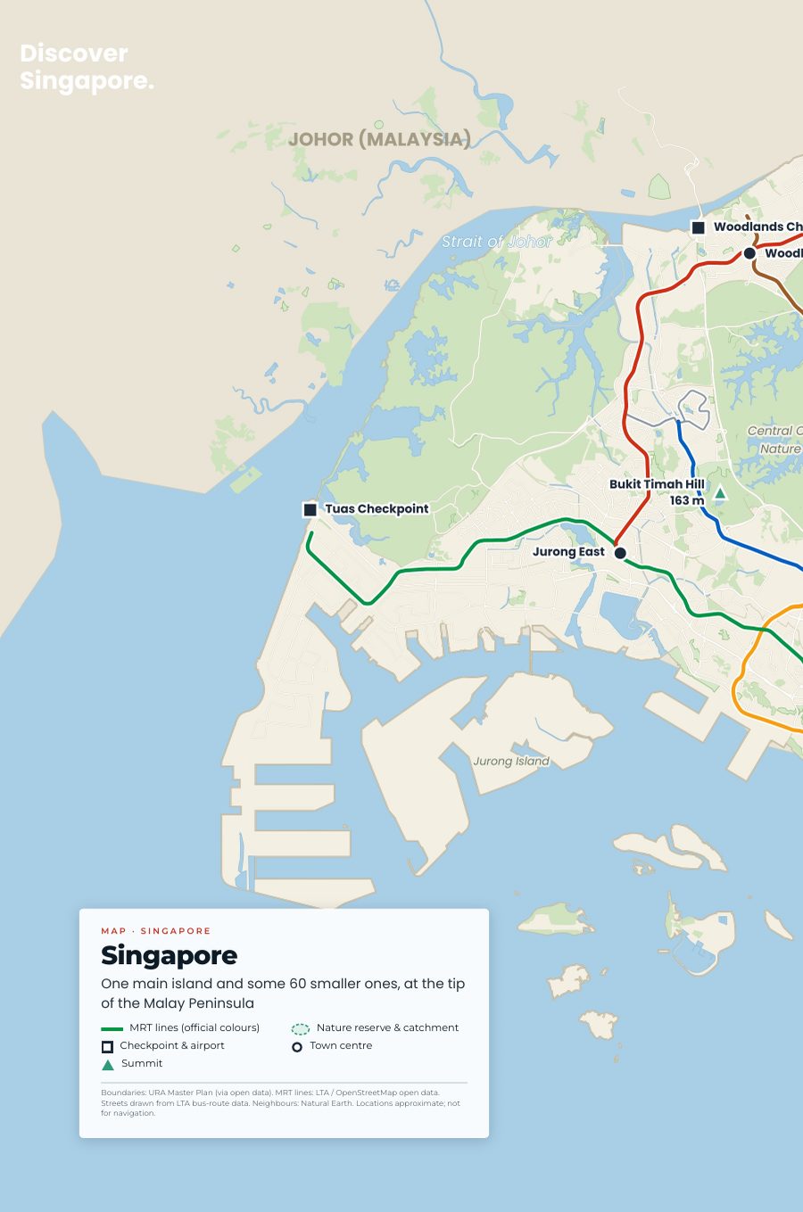 The full-spread map of Singapore from the guide